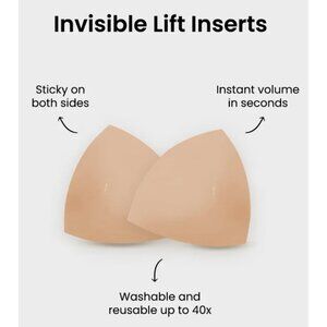Invisible Lift Inserts Adhesive Bra Beige Padded Double-Sided Shecurve Size F